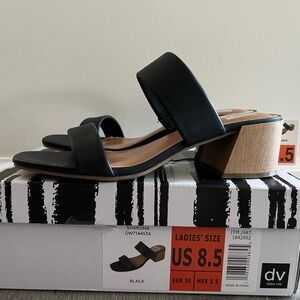 DV by Dolce Vita Black and Tan Block Heel Sandals